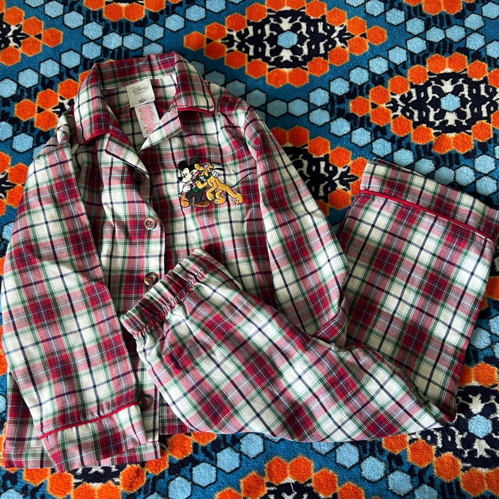 Disney Christmas Pajamas Plaid Mickey Mouse & Pluto Boys